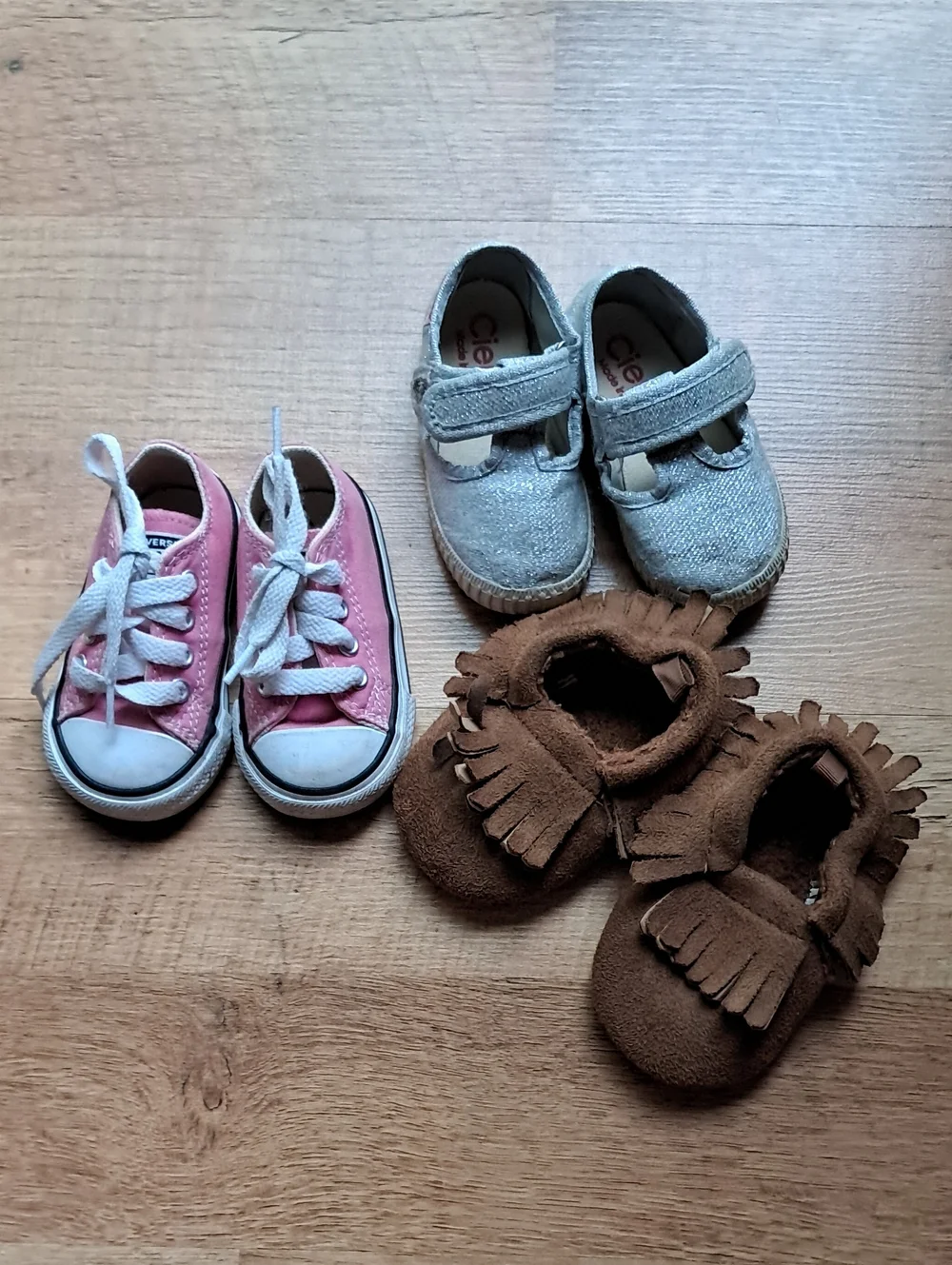 Baby Girl Shoe Lot Converse, Cienta, Fringe Moccasin